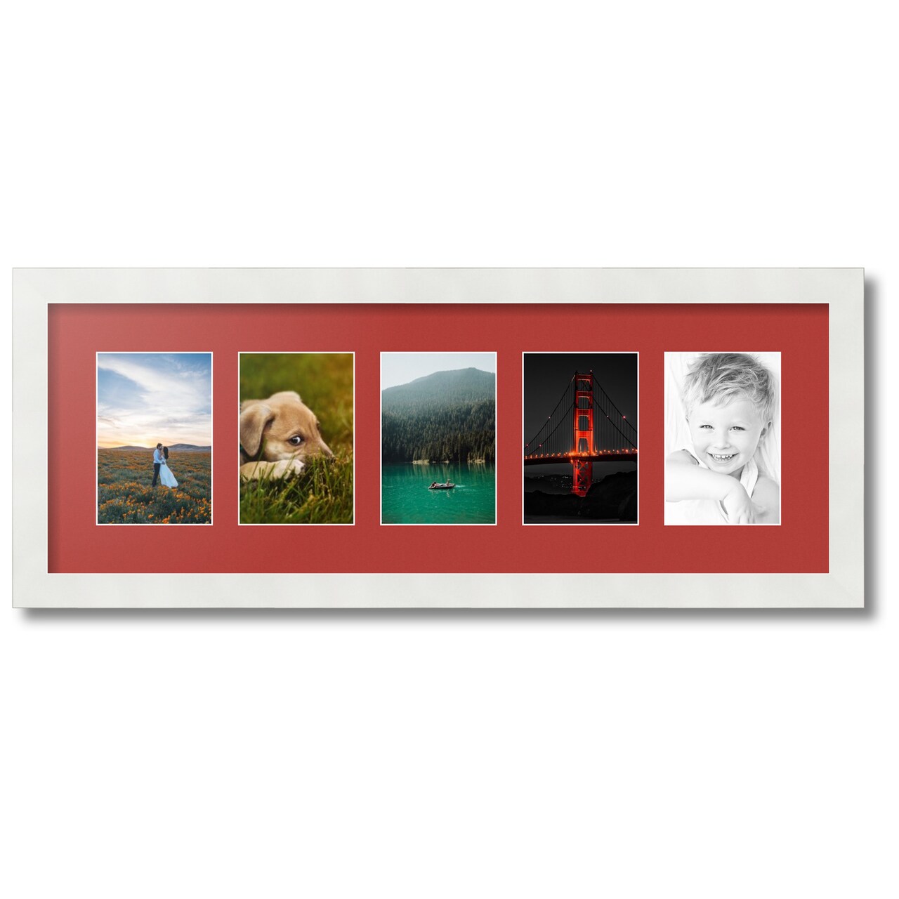 ArtToFrames Collage Photo Picture Frame with 5 - 4x6 inch Openings, Framed in White with Over 62 Mat Color Options and Plexi Glass (CSM-3966-153)